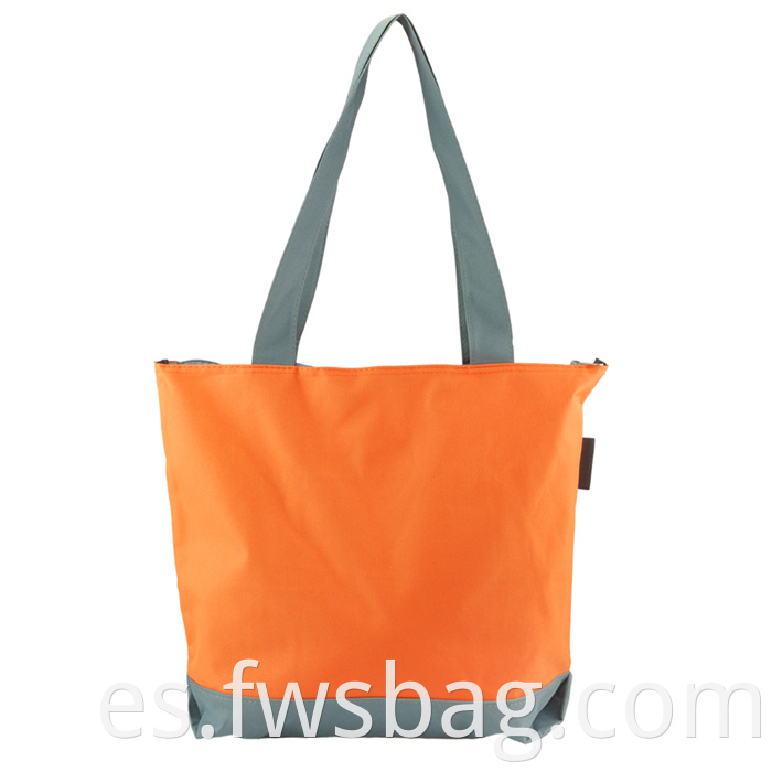 Fuerza comercial personalizada Promocional 600D Polyester Canvas Tote Bolsa de dos tonos de cremallera con logotipo impreso personalizado